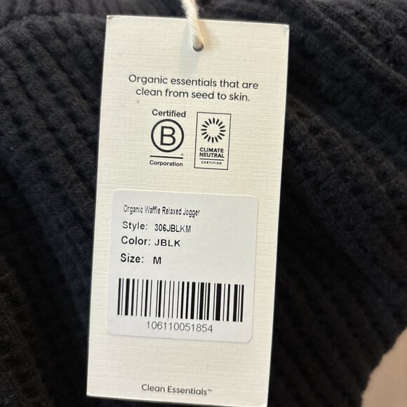 Mate the Label Organic Waffle Relaxed Jogger in Jet Black, Size Medium NWT - Picture 10 of 10